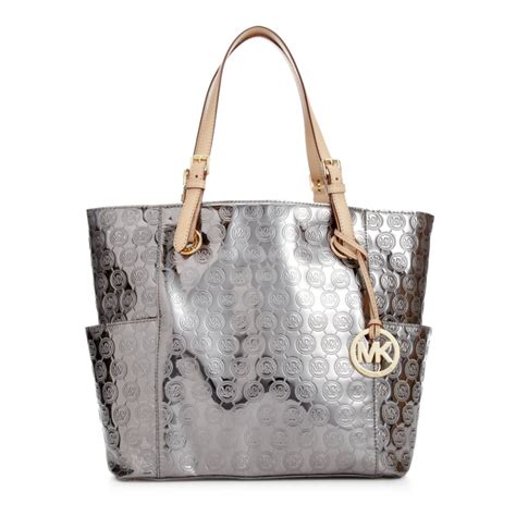 michael kors signature tote silver|michael kors large canvas tote.